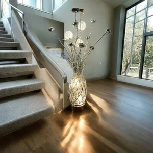 Moderne Halogen Stehleuchte Cosmea 5 flg. Alu-Drahtgeflecht Blumenleuchte Lampe - Bild 1 von 10