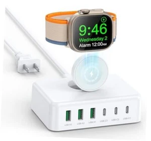 125W USB C Fast Charger Charging Station Block for 3 USB-C & 3 USB-A G-White - Picture 1 of 8