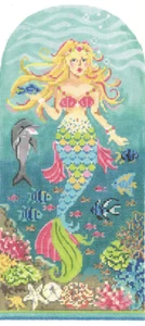 Needlepoint Handpainted Kelly Clark Dolphina Mermaid w/ Stitch Guide - Picture 1 of 4