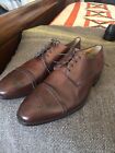 Santoni  Brown Burnished Perforated Leather Cap Toe Dress Shoe 10.5 Ee Wide $695