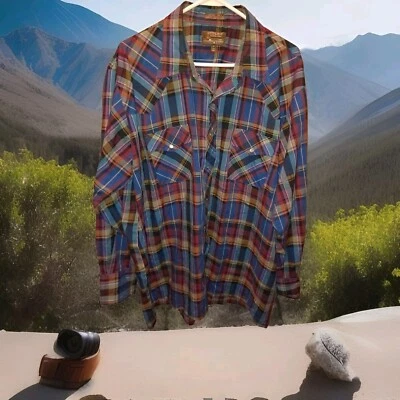 Camisa De Colección Outlaw Western Wear Abotonada Talla 1X Perla Colas Cuadradas a Presión Cuadradas A Cuadros Foto 1 de 3