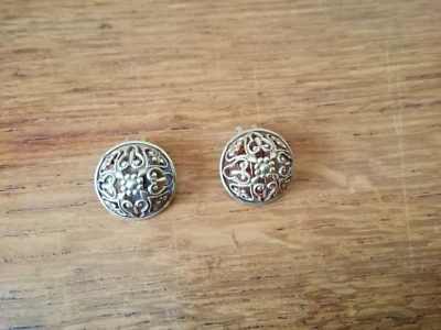 Süße kleine Vintage Ohrclips Ohrringe gold farben 50er Ranken Trachten 1,7 cm - Bild 1 von 2