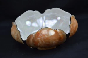 RS Germany Lusteware Candy Dish Orange Black Trim - Picture 1 of 5