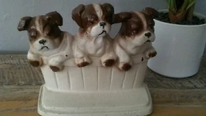 GUSSEISEN VINTAGE JOHN WRIGHT ENGLISCHE BULLDOGGE TERRIER WELPEN TÜRSTOPPER - Bild 1 von 7