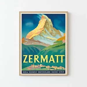 Zermatt Switzerland Vintage Travel Advertising Poster Art Print | Home Decor - Picture 1 of 6
