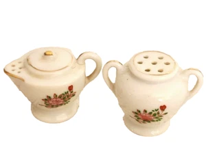 Tea pot and Sugar Bowl/Pitcher Salt And Pepper Shakers w/Flowers Made in Japan - Picture 1 of 7