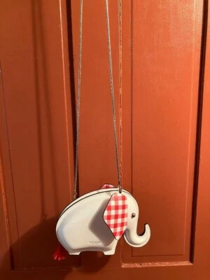 Kate Spade New York  Tiny Elephant White Leather Checkered Ears Crossbody Bag - Image 1 of 4
