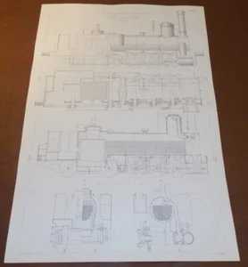 1871 Railroad Sketch  / STEEP GRADIENT LOCOMOTIVE, Austrian State Railway - Picture 1 of 1
