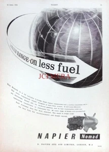 Napier NOMAD 12-Cylinder 2-Stroke Diesel Aero Engine Advert, 1954 Print : 627-73 - Picture 1 of 1