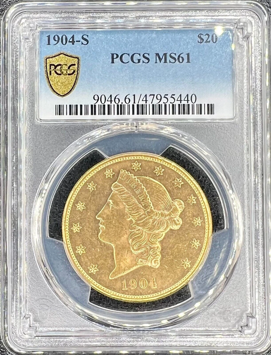 MS 61 Graded 1904 Year Double Eagle $20 US Gold Coins (Pre - 1933