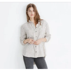Madewell Flannel Sunday Shirt in Creeland Stripe Shacket 2X - Bild 1 von 12