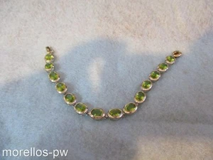 DE COLECCIÓN 14 KT ORO BLANCO PERIDOTO TENIS BRACELT 14,00 CT PIEDRA PRECIOSA PERIDOTO OVALADA - Imagen 1 de 12