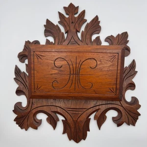 Vintage Carved Walnut Wood Wall Mail Holder Shelf Ornate Floral Design - Picture 1 of 5