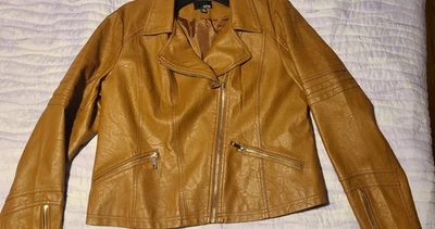 ANA Mujer Med. Chaqueta de moto de cuero sintético marrón talla XL Foto 1 de 4