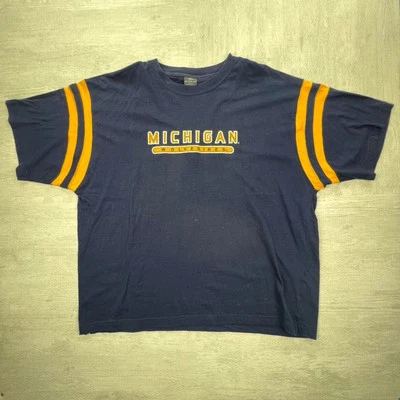 Camiseta vintage anos 90 Michigan Wolverines azul amarela NCAA retrô universitária - Imagem 1 de 4