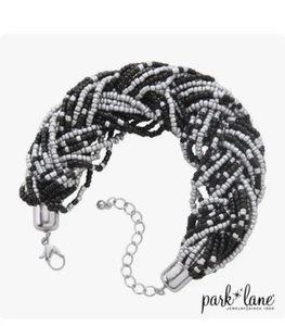 Park Lane "BAVARIA" Bracelet Black & Silver Braided Beads Stunning! Reg. $46 - Picture 1 of 4