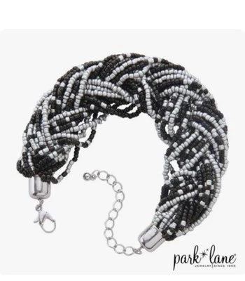 Park Lane "BAVARIA" Bracelet Black & Silver Braided Beads Stunning! Reg. $46 - Image 1 of 4