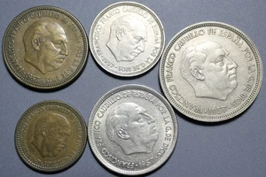 Lote de 5 Pesetas España diferentes - Francisco Franco - Imagen 1 de 2