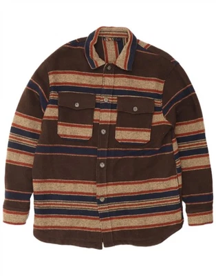 ZARA Mens Regular Fit Overshirt Flannel Shirt Large Brown Striped Acrylic AL17 - Image 1 of 3