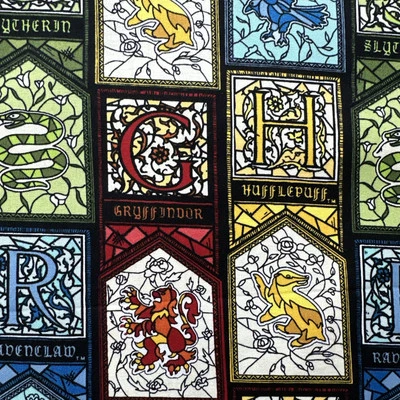 CAMELOT FABRICS Harry Potter Fabric Hogwarts Stained Glass -HALF YARD -100% Cotton Quilting