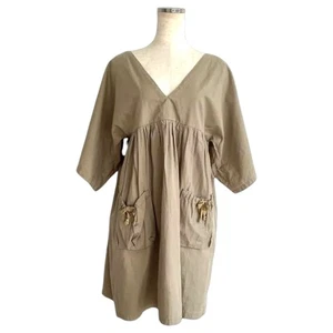 ISABEL MARANT Cotton Tunic Dress Khaki Wide Silhouette Size 1 Poland F/S - Picture 1 of 12