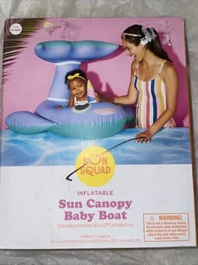 Sun Squad Inflatable Sun Canopy Baby Boat Narwhal Unicorn Whale 9-24m - Picture 1 of 2