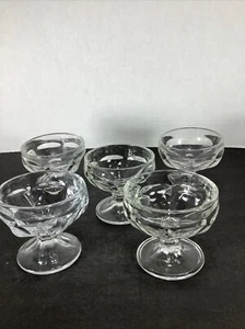 SET OF 5~GLASS PEDESTAL ICE CREAM JELLO DESSERT DISHES-3.25”x3.25” - Picture 1 of 11