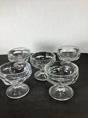SET OF 5~GLASS PEDESTAL ICE CREAM JELLO DESSERT DISHES-3.25”x3.25” - Image 1 of 4