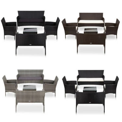 5-tlg. Gartenmöbel Sitzgruppe Poly Rattan Gartenset Lounge Sofa Set Essgruppe - Bild 1 von 4