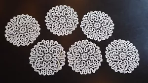 Juego de 6 posavasos redondos vintage blanco roto de 5" - Imagen 1 de 8