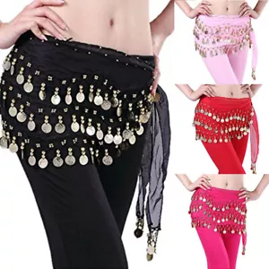 Sexy Baile del Vientre Baile a la Cadera Falda Bufanda Envoltura 3 Filas Oro Moneda Cinturón Disfraz Vestido - Imagen 1 de 24