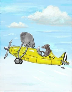 STAMPA 5x7 STAMPA DI DIPINTO RHODESIAN RIDGEBACK RYTA AEREO AVIAZIONE ARTE POPOLARE CANE ๐ - Foto 1 di 1