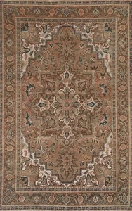 Vintage Traditional Heriz Geometric Area Rug 7'x10' Handmade Living Room Carpet - Picture 1 of 12