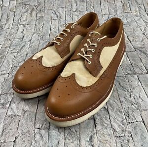 Dr Martens Alfred Brogue Shoes Mens 13 Brown Leather And Canvas Oxford •Discolor