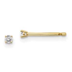 14K Solid Yellow Gold Diamond Stud Earrings - Picture 1 of 11