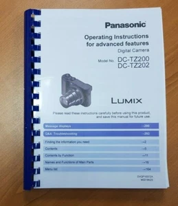 PANASONIC LUMIX TZ200 CAMERA PRINTED USER MANUAL GUIDE HANDBOOK 309 PAGES A5 - Picture 1 of 3