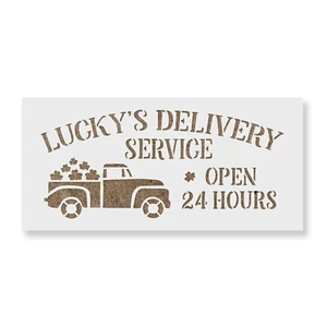 Lucky's Delivery Irish Shamrocks Sign Stencil - Reusable Mylar Stencils - Picture 1 of 5