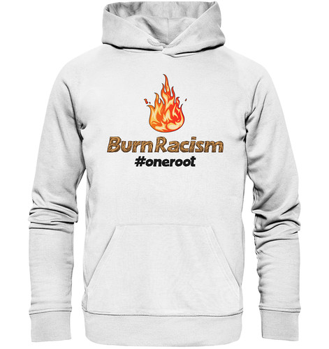 SACAI Burn Racism Rastafari Fuoco Razzismo Rasta Felpa con cappuccio 100% cotone biologico