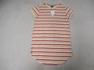 Forever 21 Shirt Womens Small Orange White Striped Short Sleeve NWT Blouse - Image 1 of 4