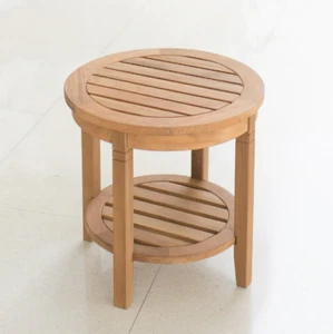 18" Teak Coffee Table Wood Side End Patio Furniture Out Door Natural Porch Round - Picture 1 of 12