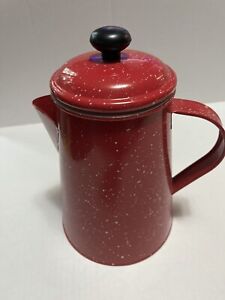Red/White Speckled Enamelware Coffee Pot Approx. 8 Inches