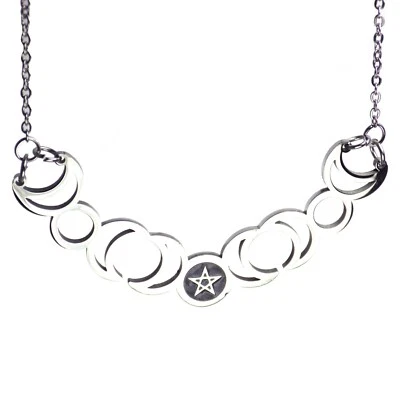 Collar Triple Diosa Pentáculo Acero Inoxidable Estrella Pagana Colgante Amuleto Foto 1 de 4