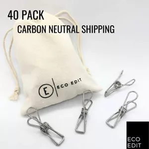ECO EDIT The Original 40x 316 Marine Grade Stainless Steel Laundry Pegs with Bag - Picture 1 of 11