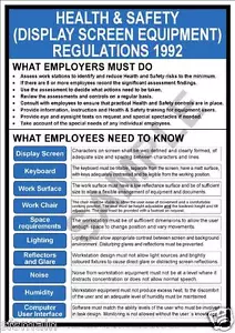 HEALTH AND SAFETY DISPLAY SCREEN REGULATIONS 1992 SIZE A4 OR A3 FULLY UP TO DATE - Picture 1 of 1