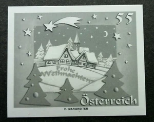 Austria Merry Christmas 2005 House Tree Winter (imperf black print stamp) MNH - Picture 1 of 5
