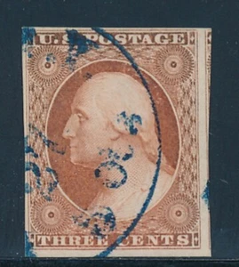 U. S. Scott #10 (1851) w/PSE Cert: "It Is Genuine Used, W/ Blue cds Cancel" - Picture 1 of 2