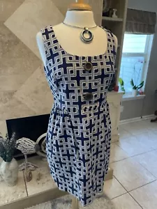 MILLY NY Gr. 12 Geodruck Baumwollmischung Tageskleid Karriere Arbeit Freizeit Designer - Bild 1 von 7