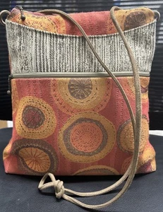 Maruca Bag Spree Circle Tapestry Abstract Crossbody Jacquard Orange Handmade USA - Picture 1 of 11