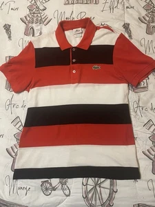 Lacoste Polo Shirt, Multi Color Strip Short Sleeve, Size 4 Med. - Picture 1 of 3