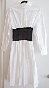 Alexander Vauthier Women Girls Size XS S White Shirt Dress Black Waist Panel - Picture 1 of 7
